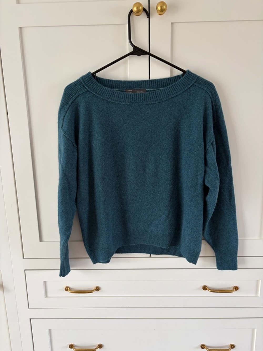 Anthropologie Women's Teal Crewneck Cashmere Sweater